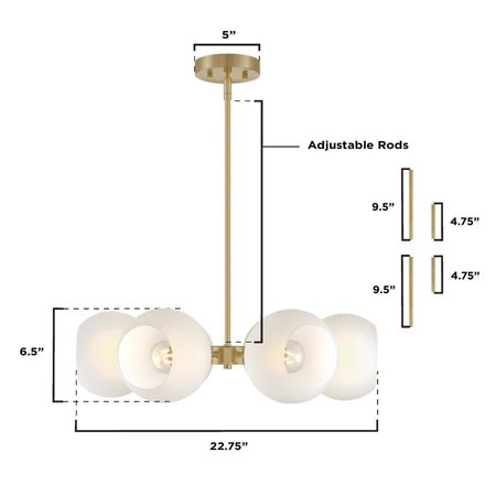 Westinghouse Chandelier 60W 6-Light Dorney Champagne Brass Frosted Glass 6128100